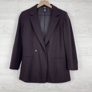 Eileen Fisher Crepe Wool Blazer‎ Jacket Women Size Small Brown Two Button Italy